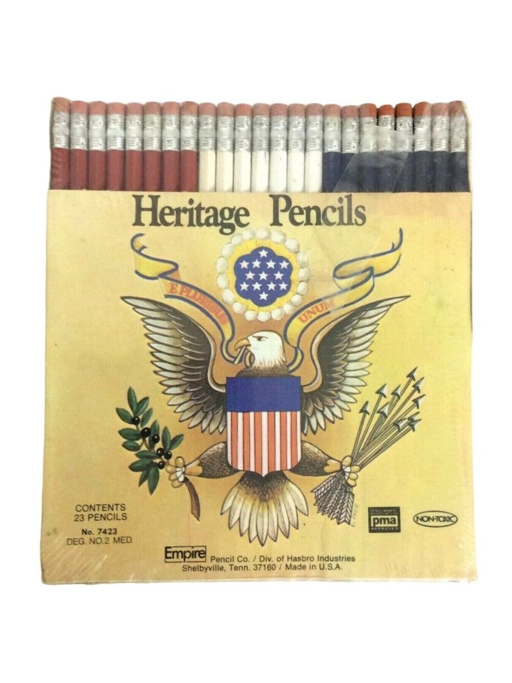 Empire Heritage 23 Pencils No 2 Medium Red White Blue Vintage 1972